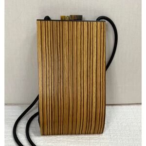Hammill Diebolt Studio Alcea Minaudiere Wood Handbag Zebrawood MSRP $220